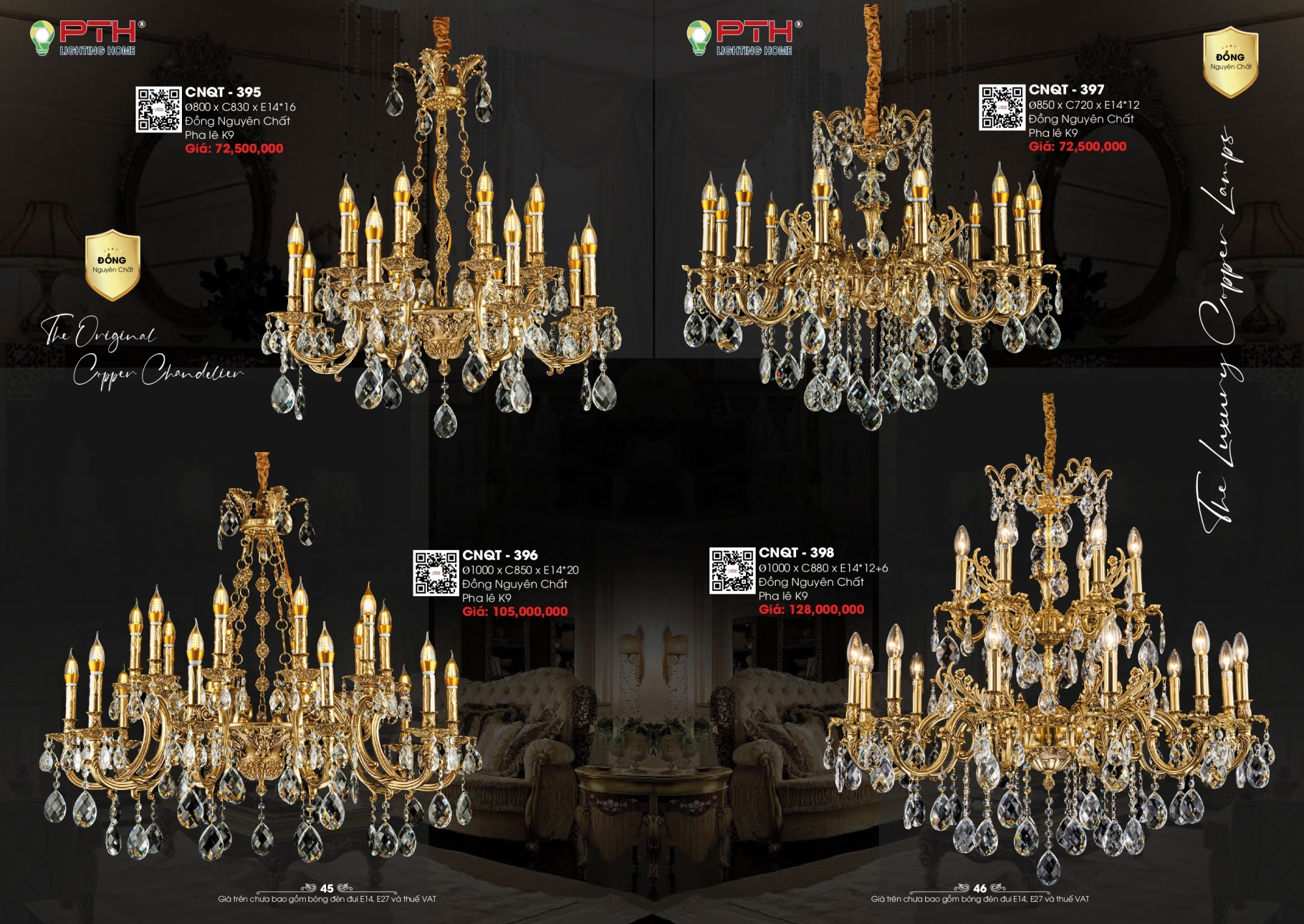 Bảng giá đèn trang trí PTH Lighting Home 2026